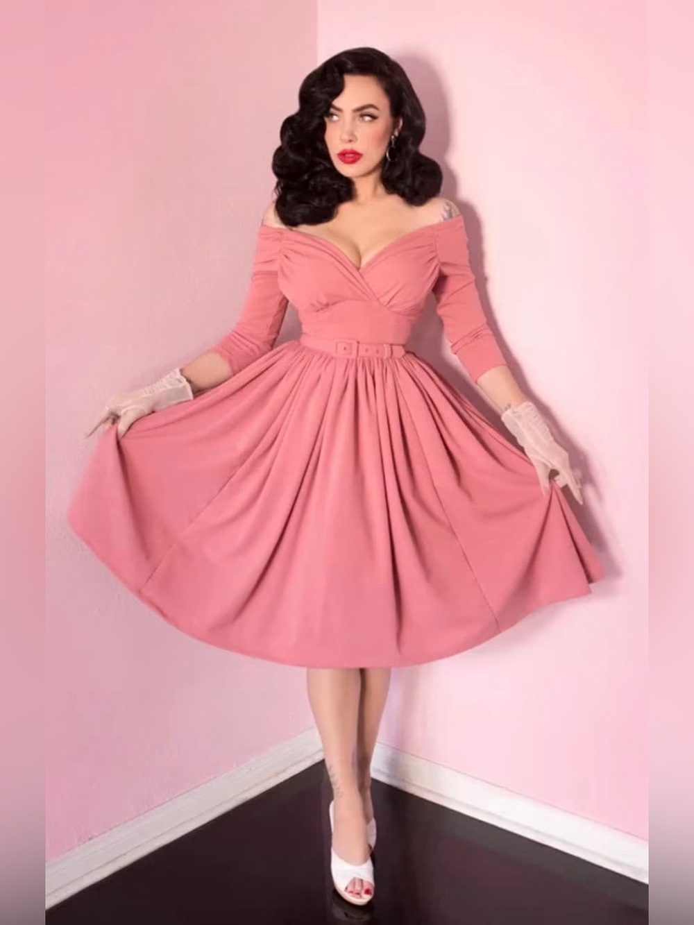 Starlet Swing Dress in Rose Pink